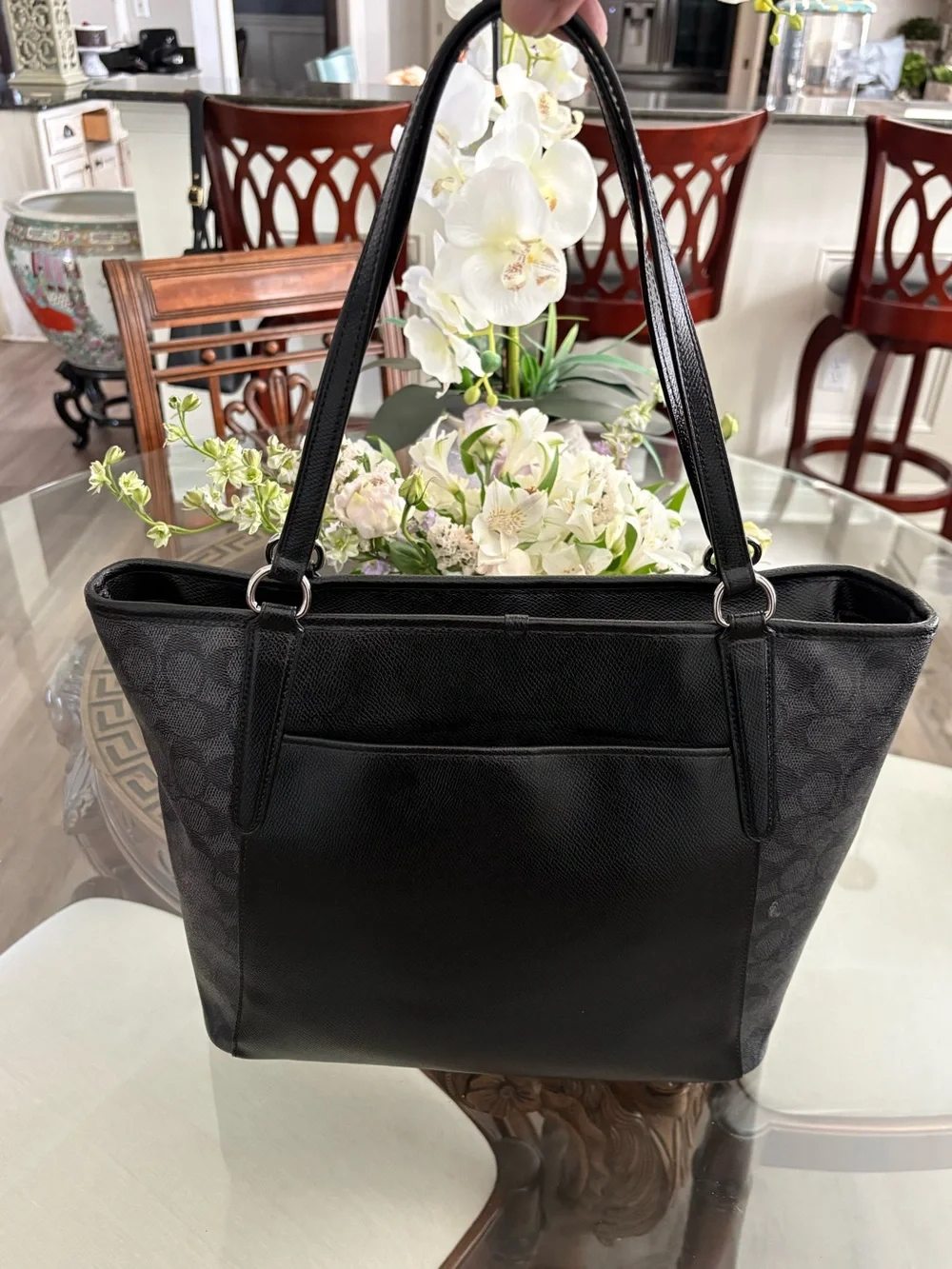 🖤🩶COACH BAILEY SAFFIANO LARGE TOTE/SHOULDER MONOGRAM BAG!🖤🩶